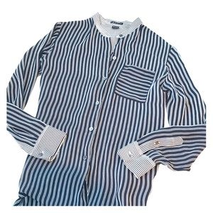 Theory Ziria Striped Silk Blouse